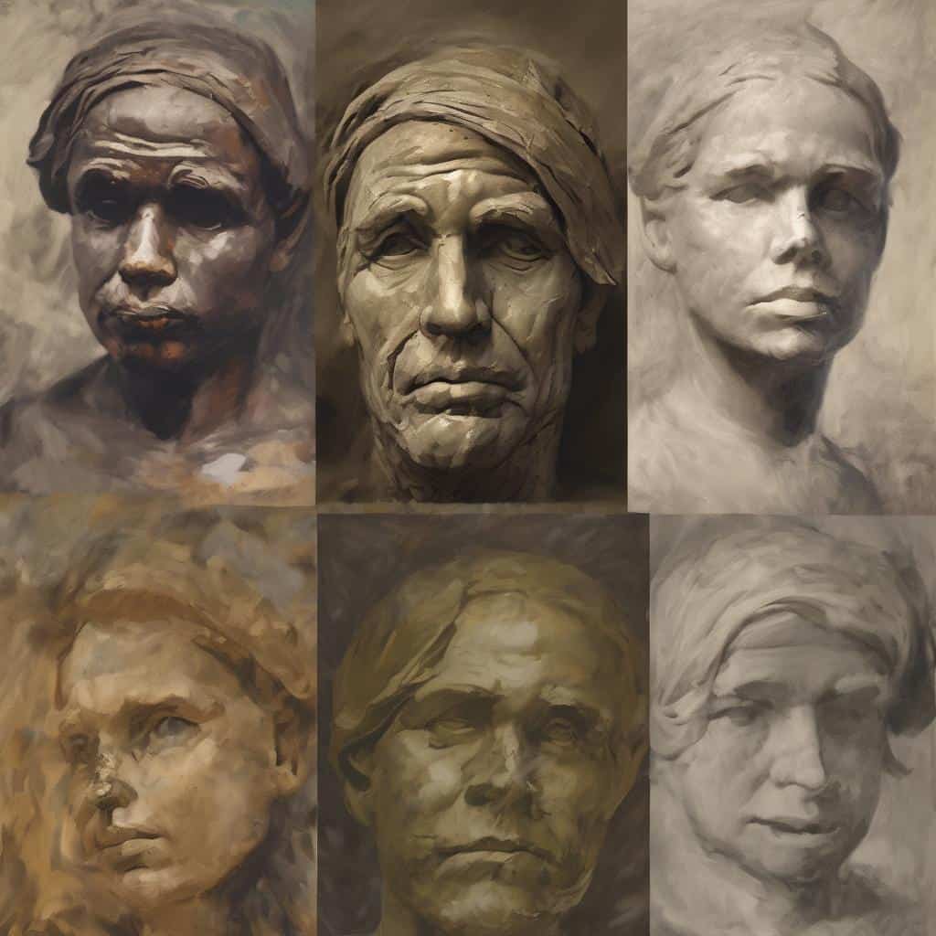 Ανθρώπινα πορτρέτα σε έργα τέχνης που εκφράζουν υπαρξιακές ανησυχίες και εσωτερική αναζήτηση.